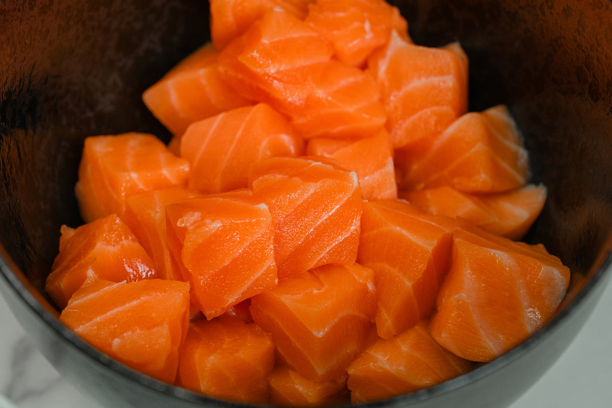 Sashimi-Grade King Salmon - Poke Cut